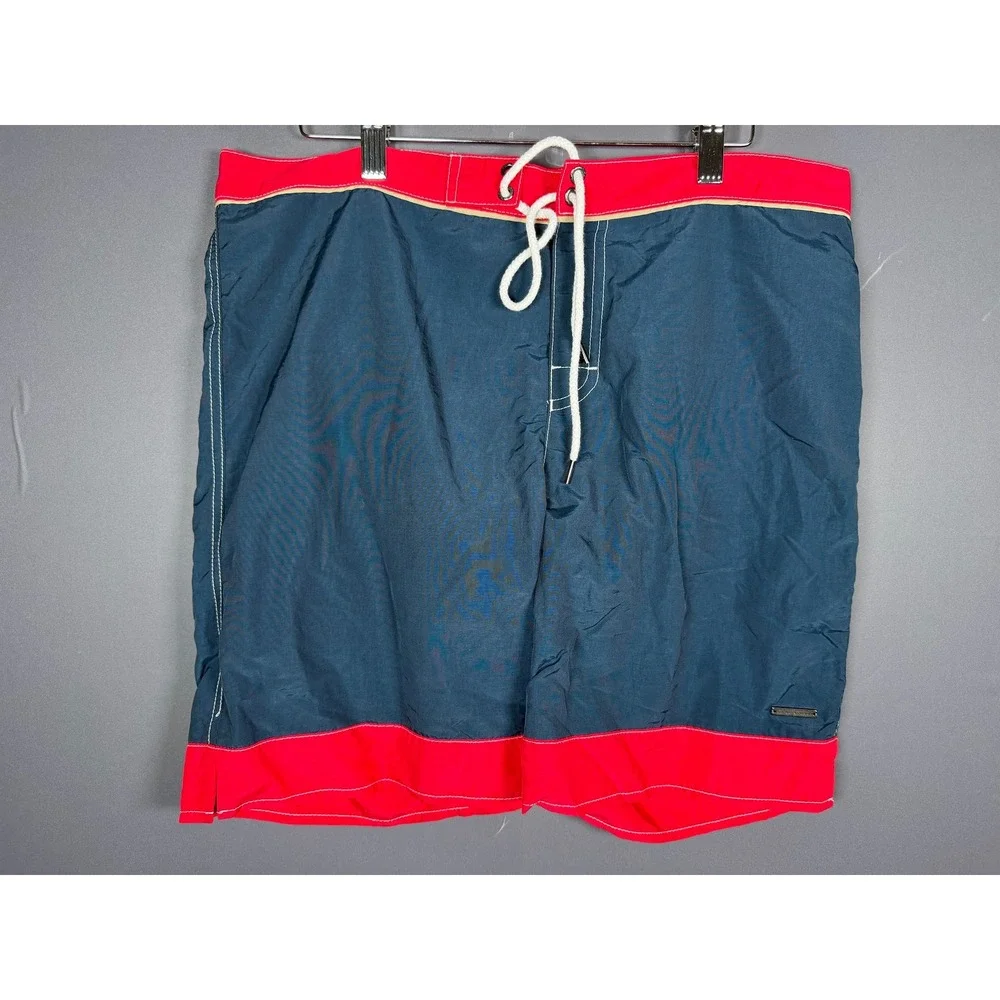 Parke & Ronen Mens Navy Red Colorblock Board Shorts Swim Trunks Size 32